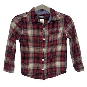 OshKosh‎ B'gosh Kids Plaid Button-Down Shirt 3T Red and Black